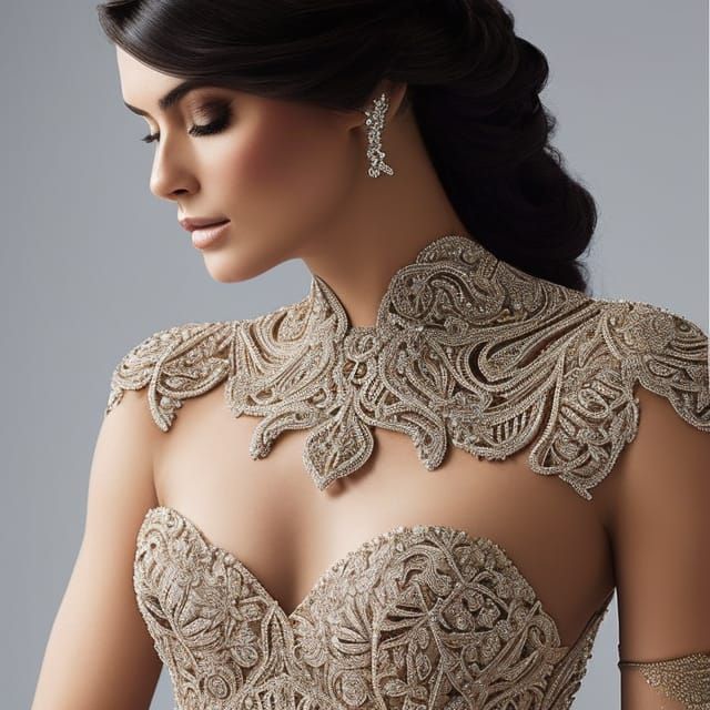 Hyperdetailed Princess Portrait in Filigree Lace Corset