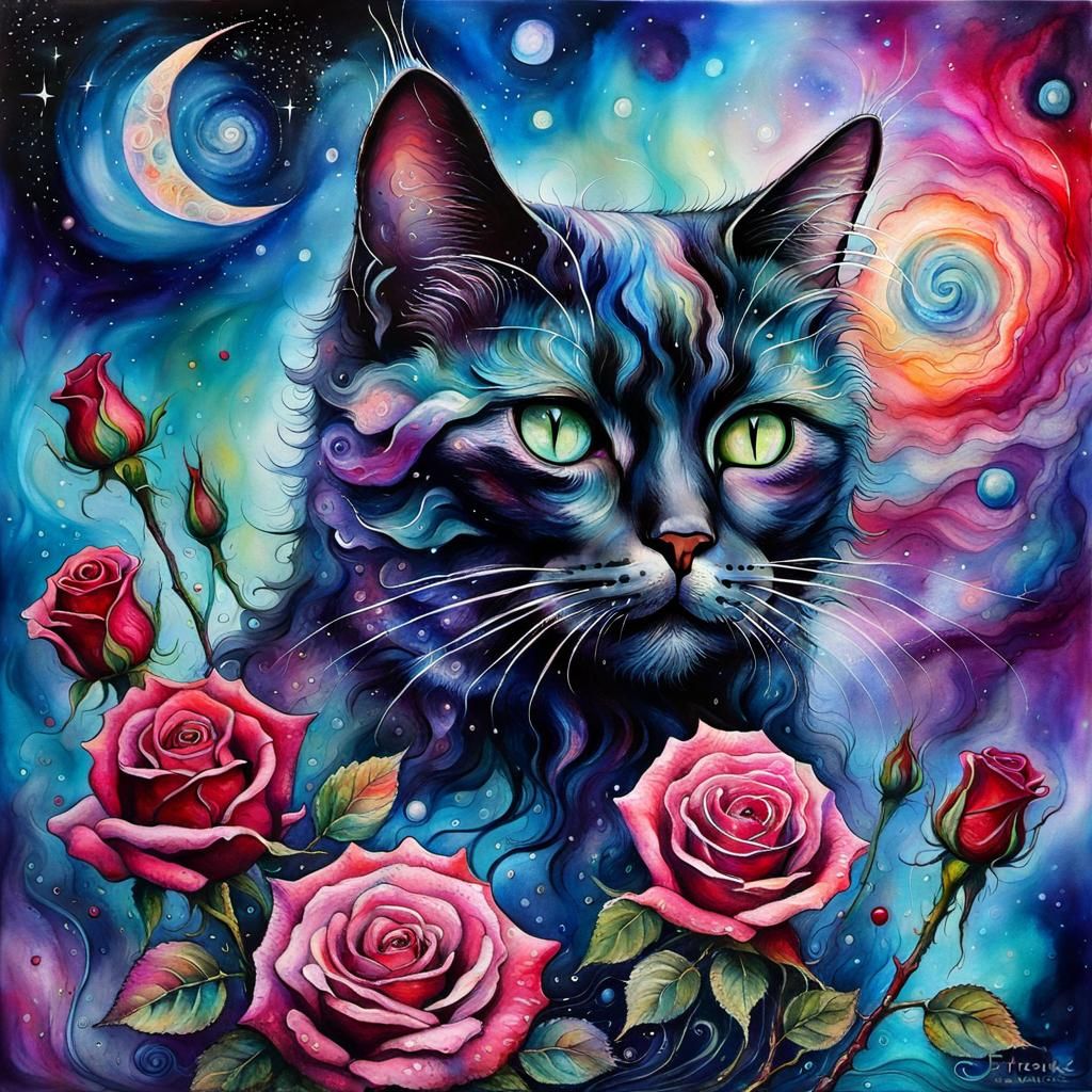 Cosmic Kitten in Surreal Kittenpunk Style