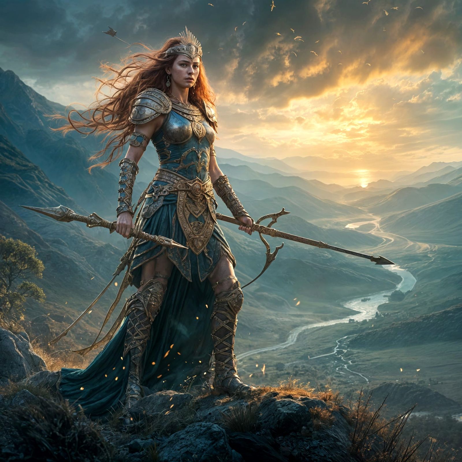 Queen Boudica: Detailed Matte Painting in Fantasy Art Style