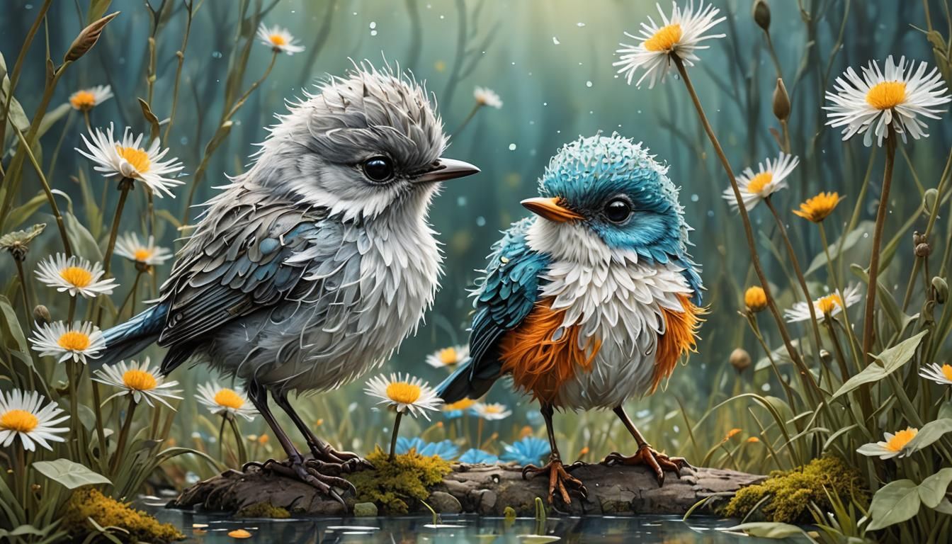 Adorable Robin in Impressionistic Style