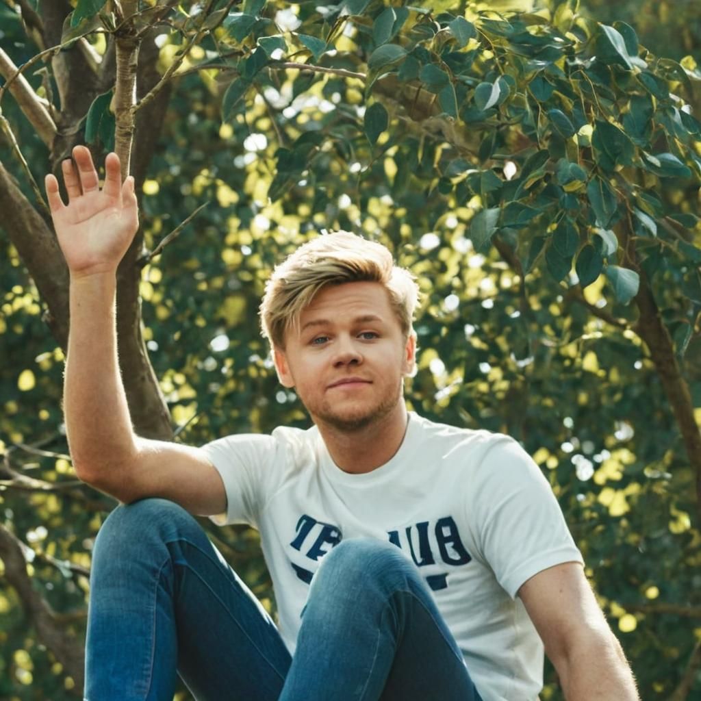 Person in Tree Enjoying Golden Hour Sunlight
