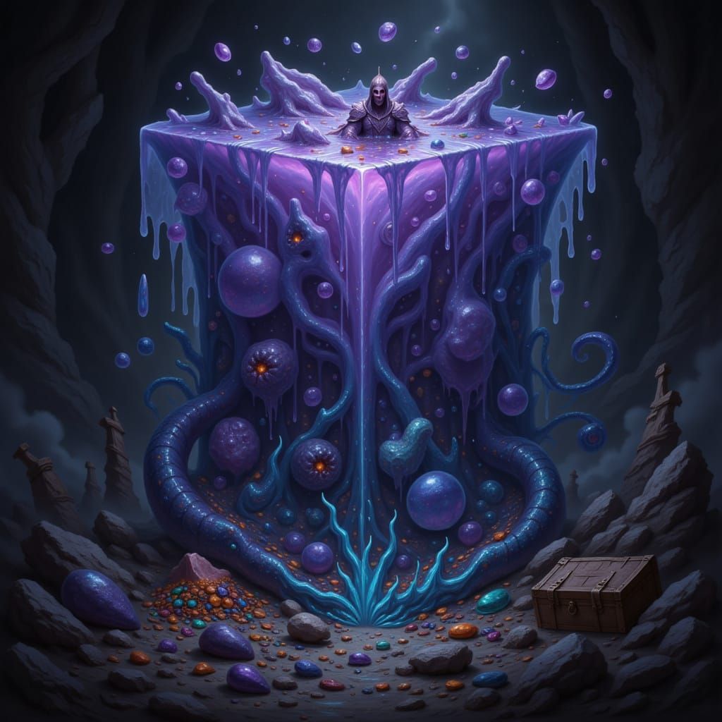 RPG Adventurers Digested in Gloomy Ooze Cube