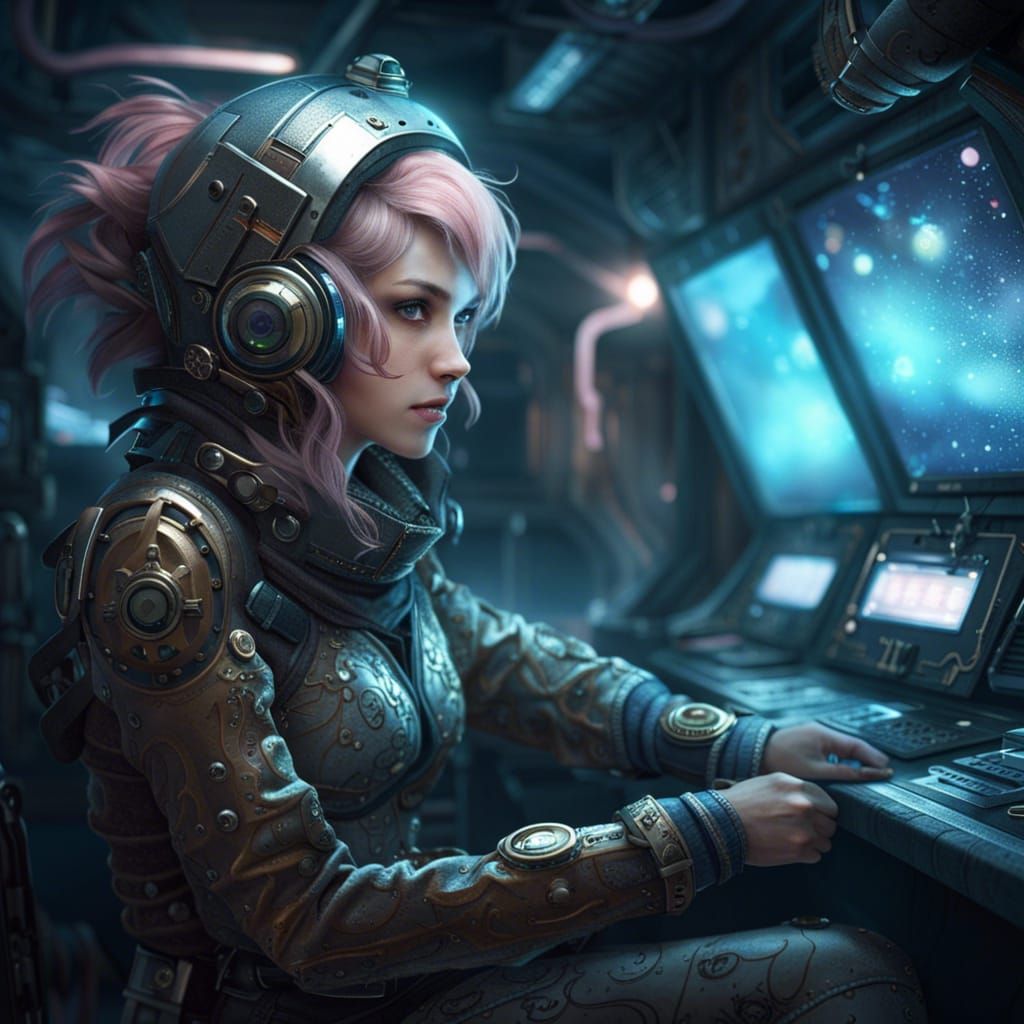 Anime Pirate Girl in Space, Digital Street Art