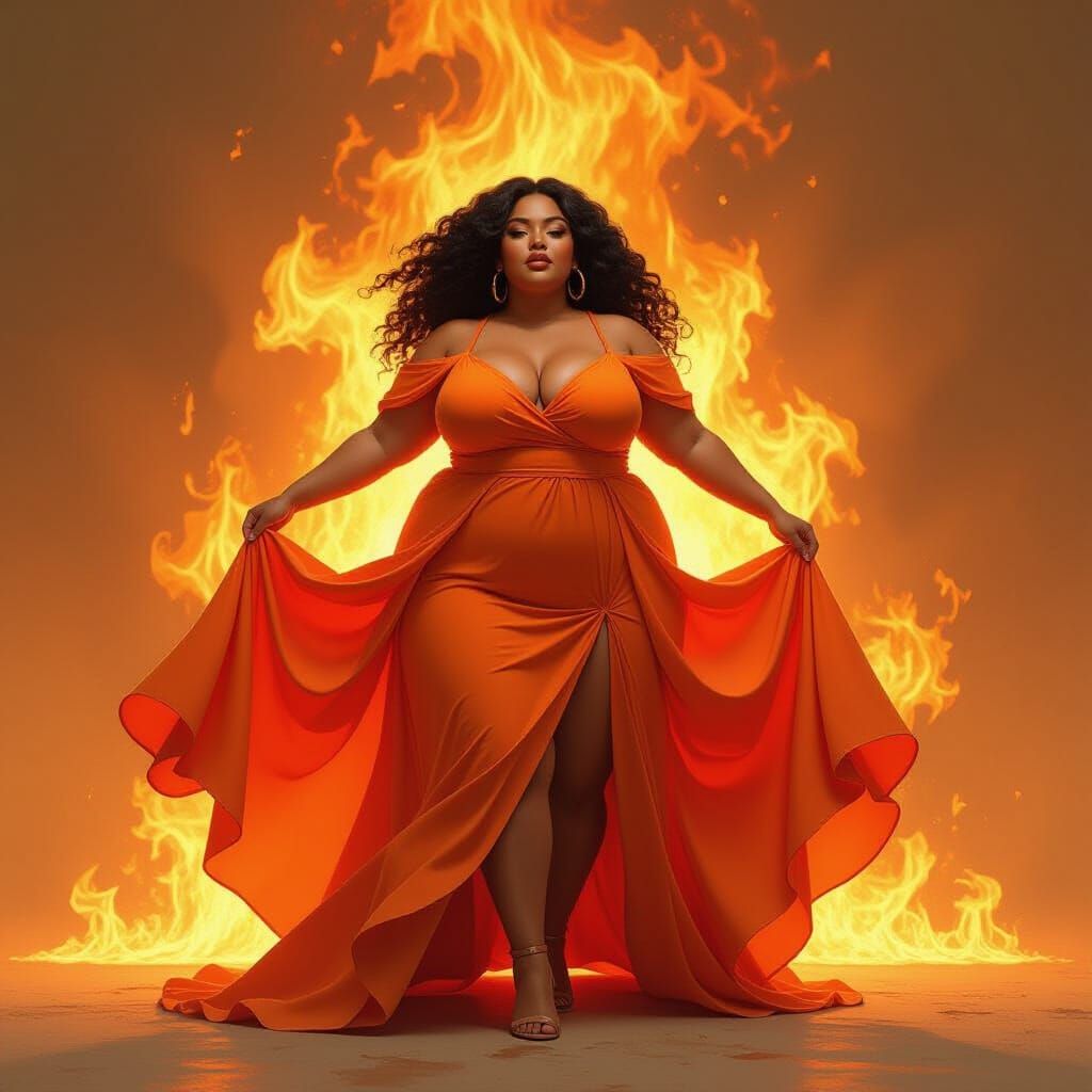 Fiery Dominican Woman in Dreamlike Digital Art