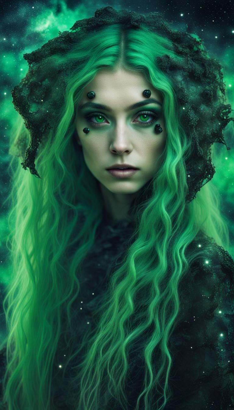 Mysterious Galactic Girl on Cosmic Landscape