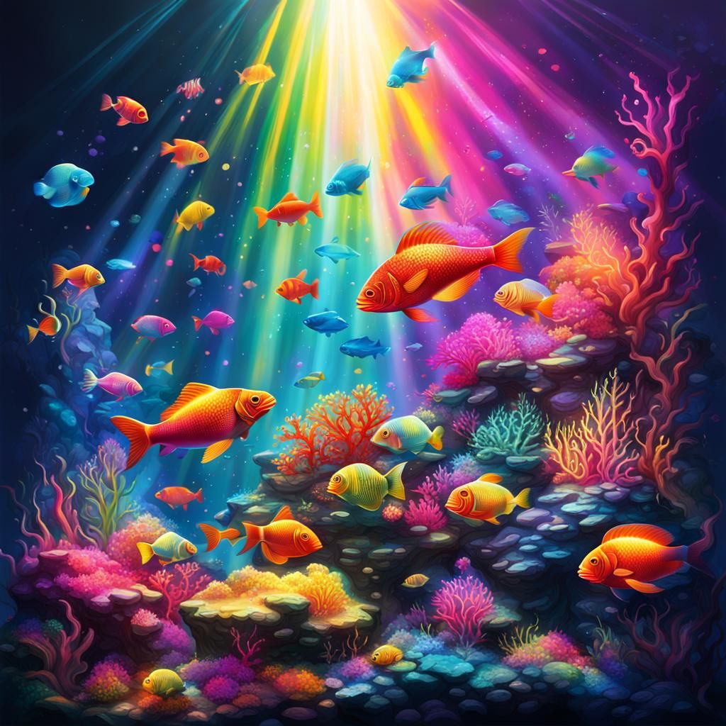 Opulent Glitter Reefs in a Graffiti Art Style