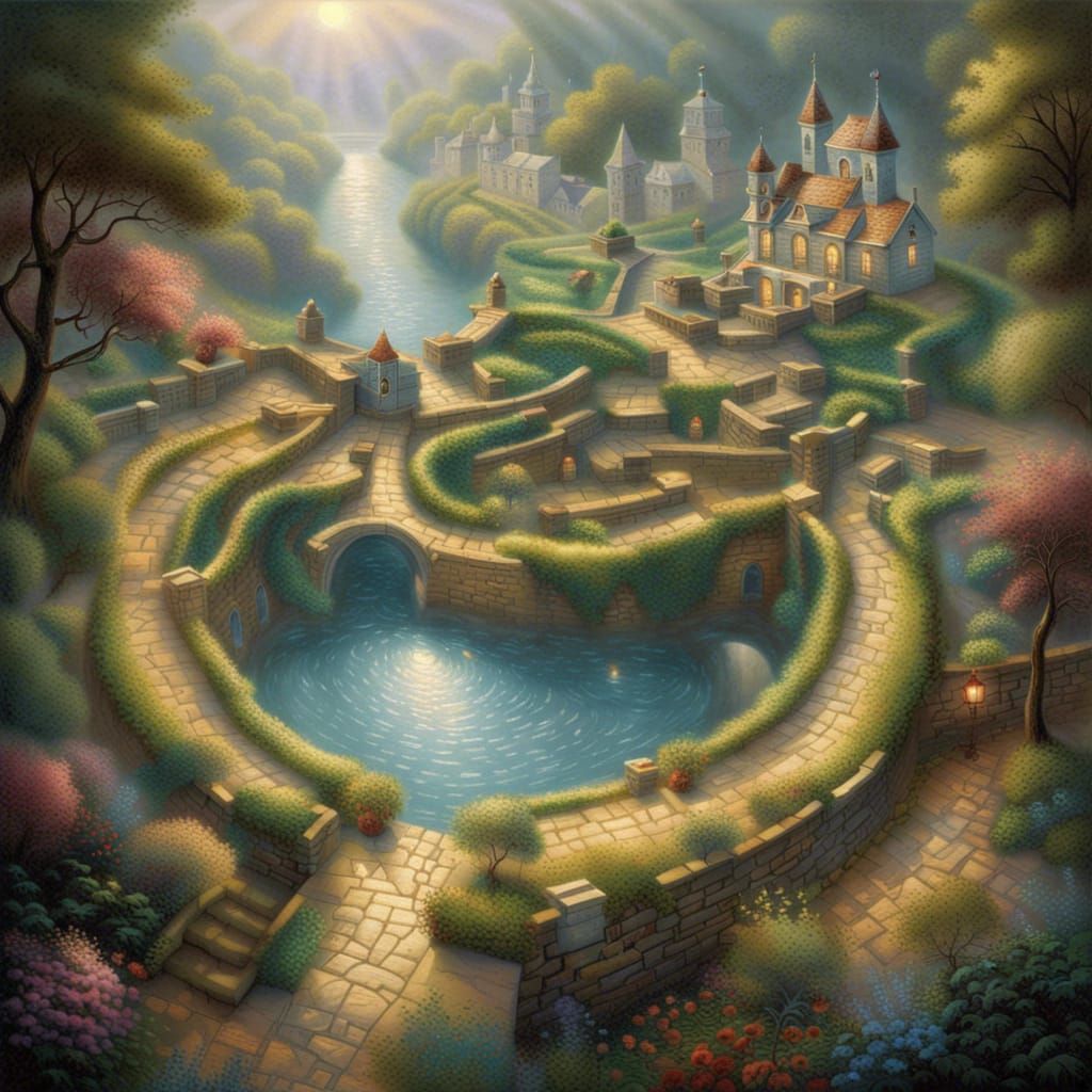 Ethereal Maze View From Above in Fantasy Style