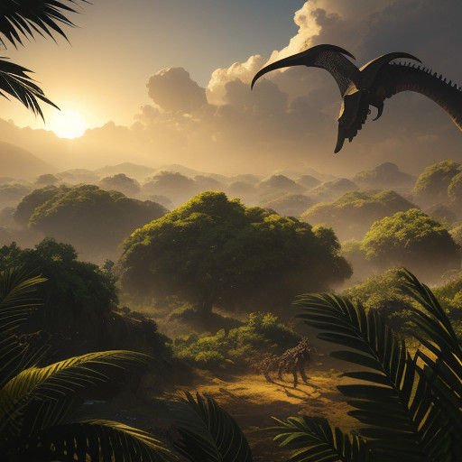 Dinosaurs Migrate Across Ancient Africa in Vibrant Landscape...