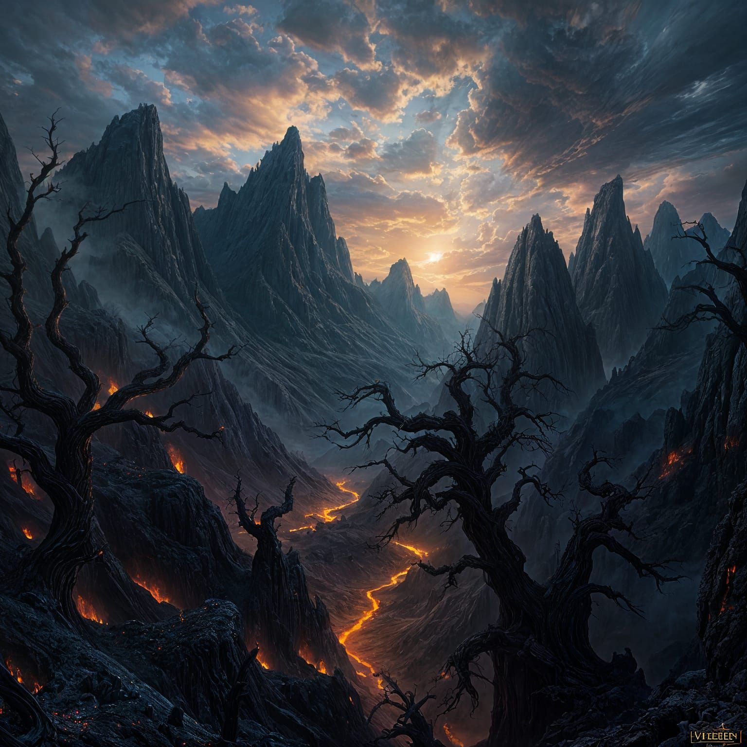 Eternal Twilight Valley in a Gothic Fantasy Style