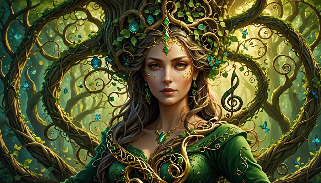 Mystical Tree Queen in a Fairytale Scene
