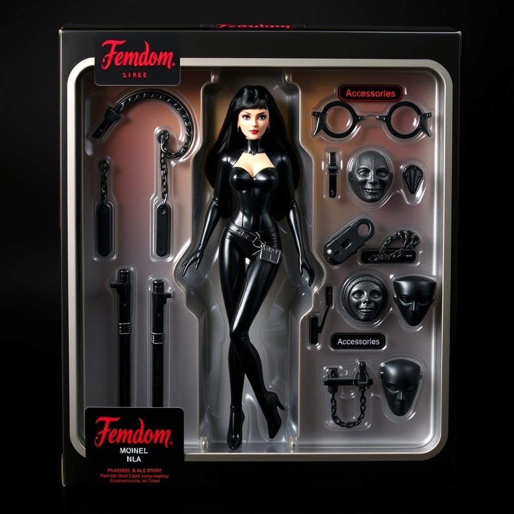 Femdom Action Figure in Dark, Barbie-Esque Packaging