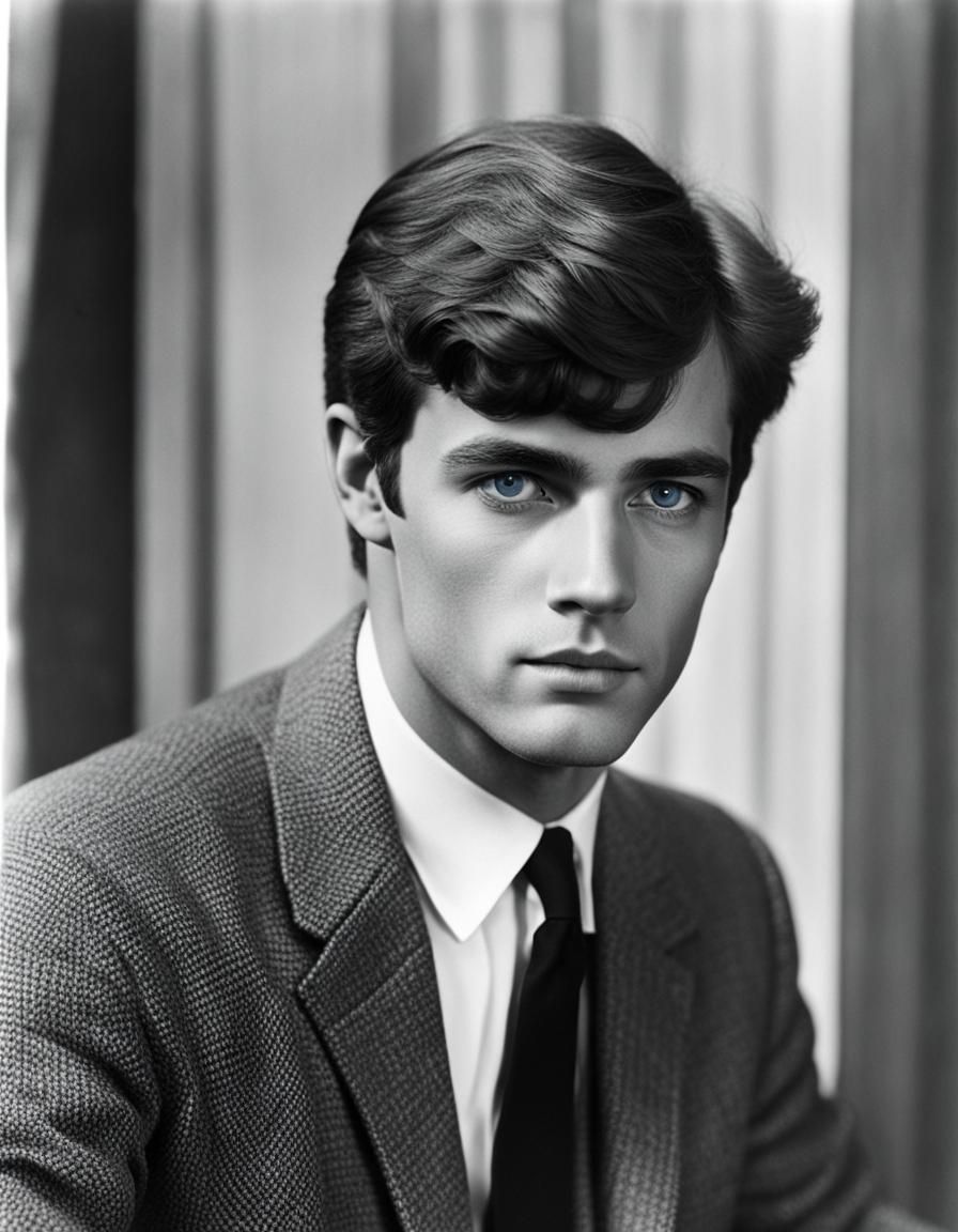 Vintage Portrait of a Young Man in Black and White