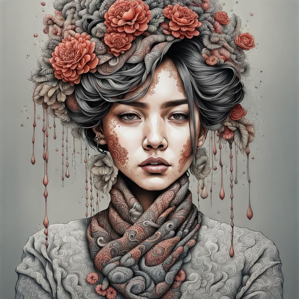 Hyperrealistic Portrait of a Lady in Splash Art Style