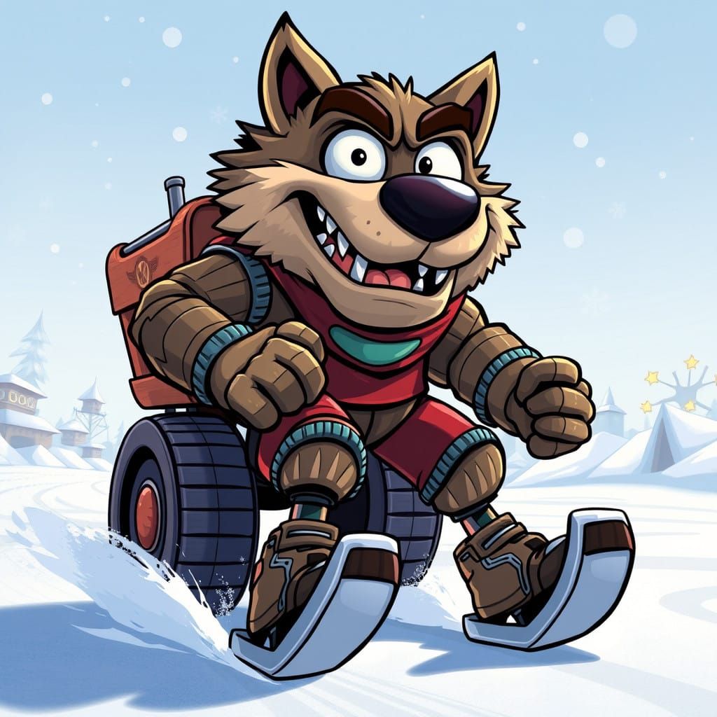 A Bulldozer Hockey Star in a Whimsical Cartoon Style