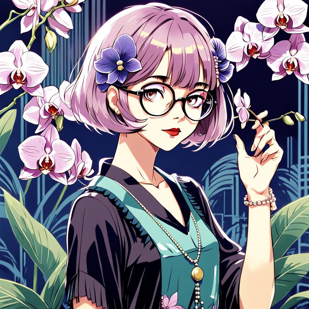 Woman in 1920s Flapper Style, 80s Anime