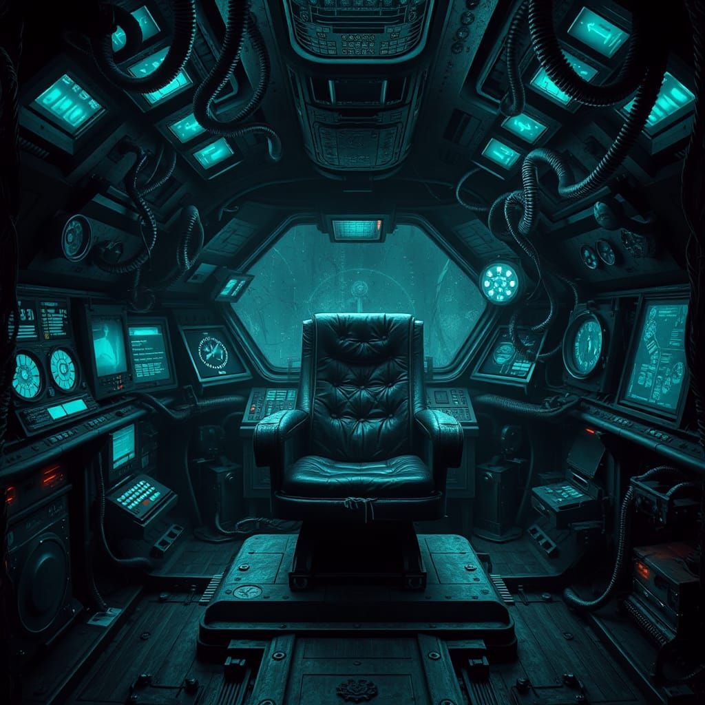 Ominous Spaceship Cockpit with Eerie Glow