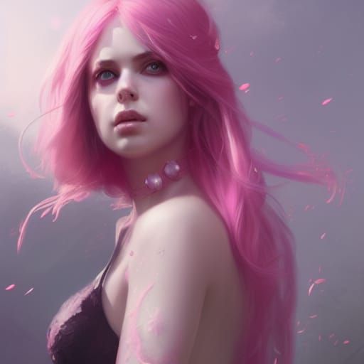 Gorgeous Pink-Haired Girl: Dark Fantasy Concept Art