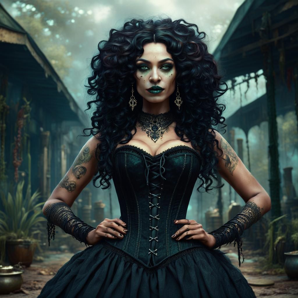 Cajun Voodoo Witch Casting Spells: Fantasy Art