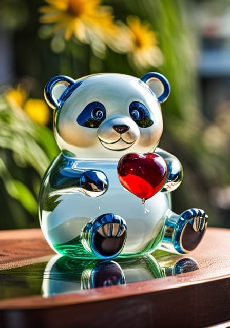Transparent 3D Panda Figurine in Candy Art Style