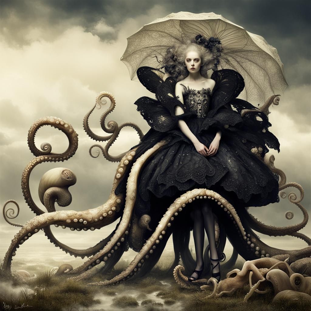 Octopus Fairy with Snails in 3D Render