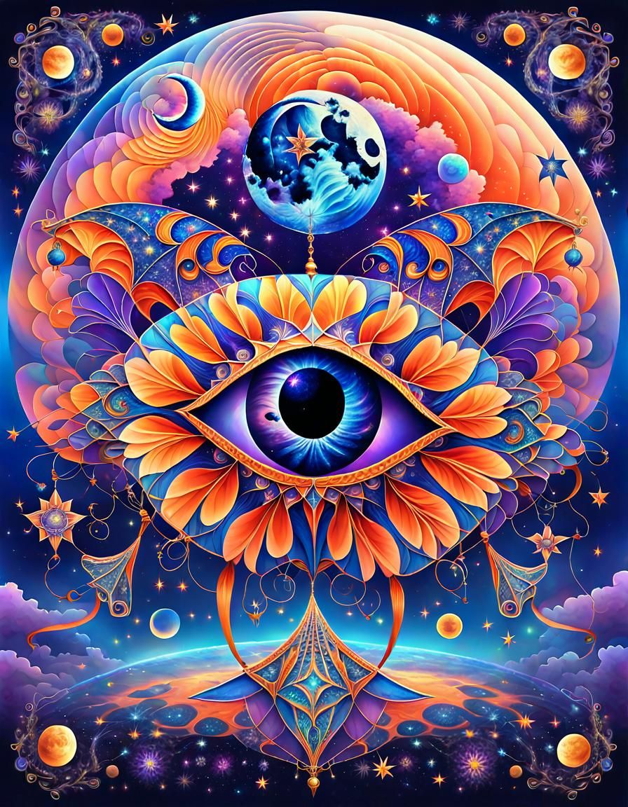 Eye Kite Soaring Above Glass Moon