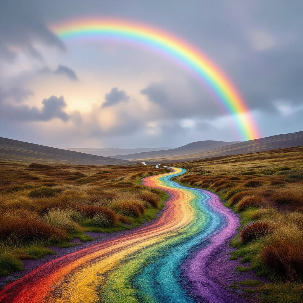 Swirling Rainbow Paths with Depth and Texture