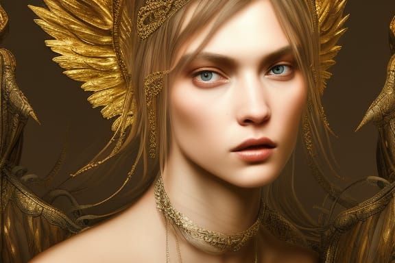Futuristic Angelic Model in Hyperrealistic Digital Art