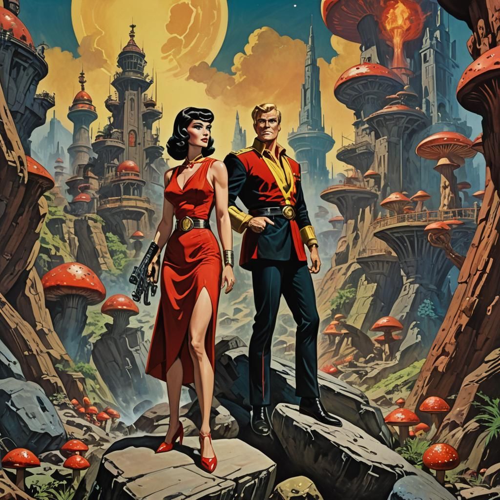 Flash Gordon and Dale Arden on the Planet Mongo