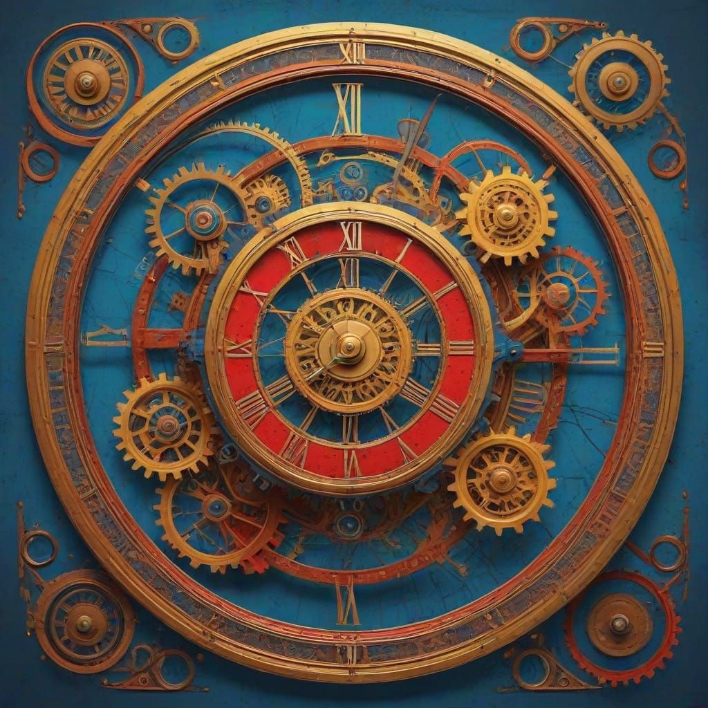 Dynamic Steampunk Clock Dial in Art Deco Style
