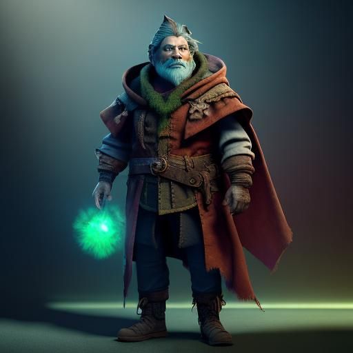 Gnome Artificer in Animal Hide Attire: 3D Digital Art