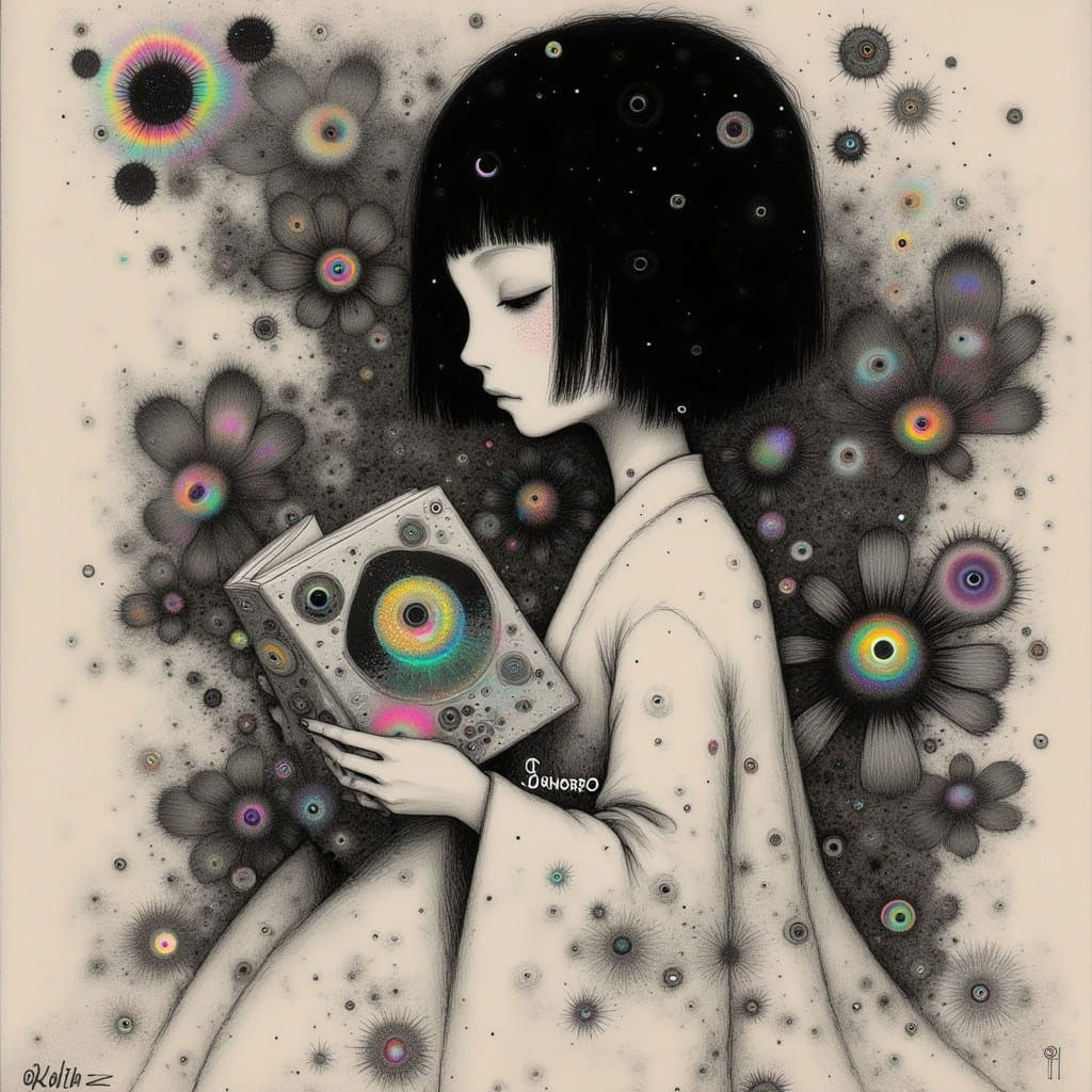 Manga-Inspired Japanese Woman Lost in Thought