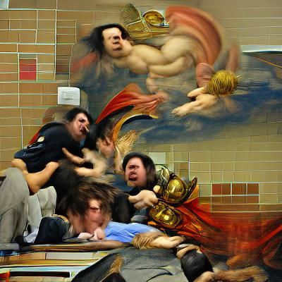 Surreal Hand Reaching into Bathroom, Renaissance Style