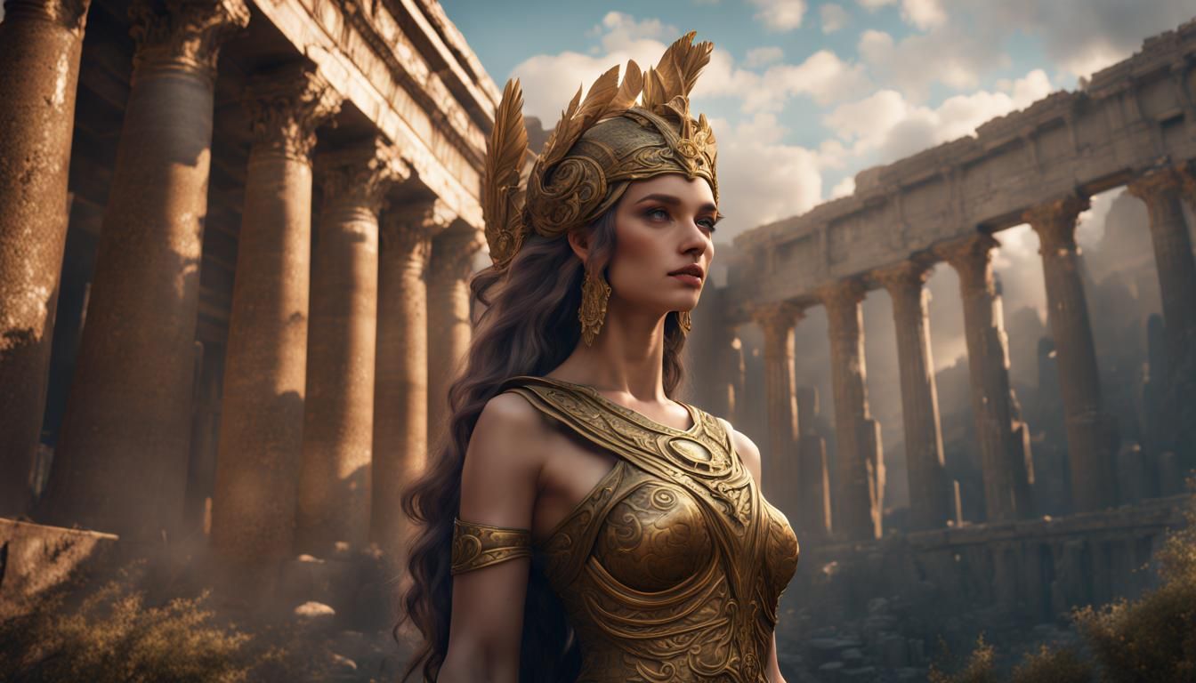 Goddess Leto in Ancient Greek City: Fantasy Art