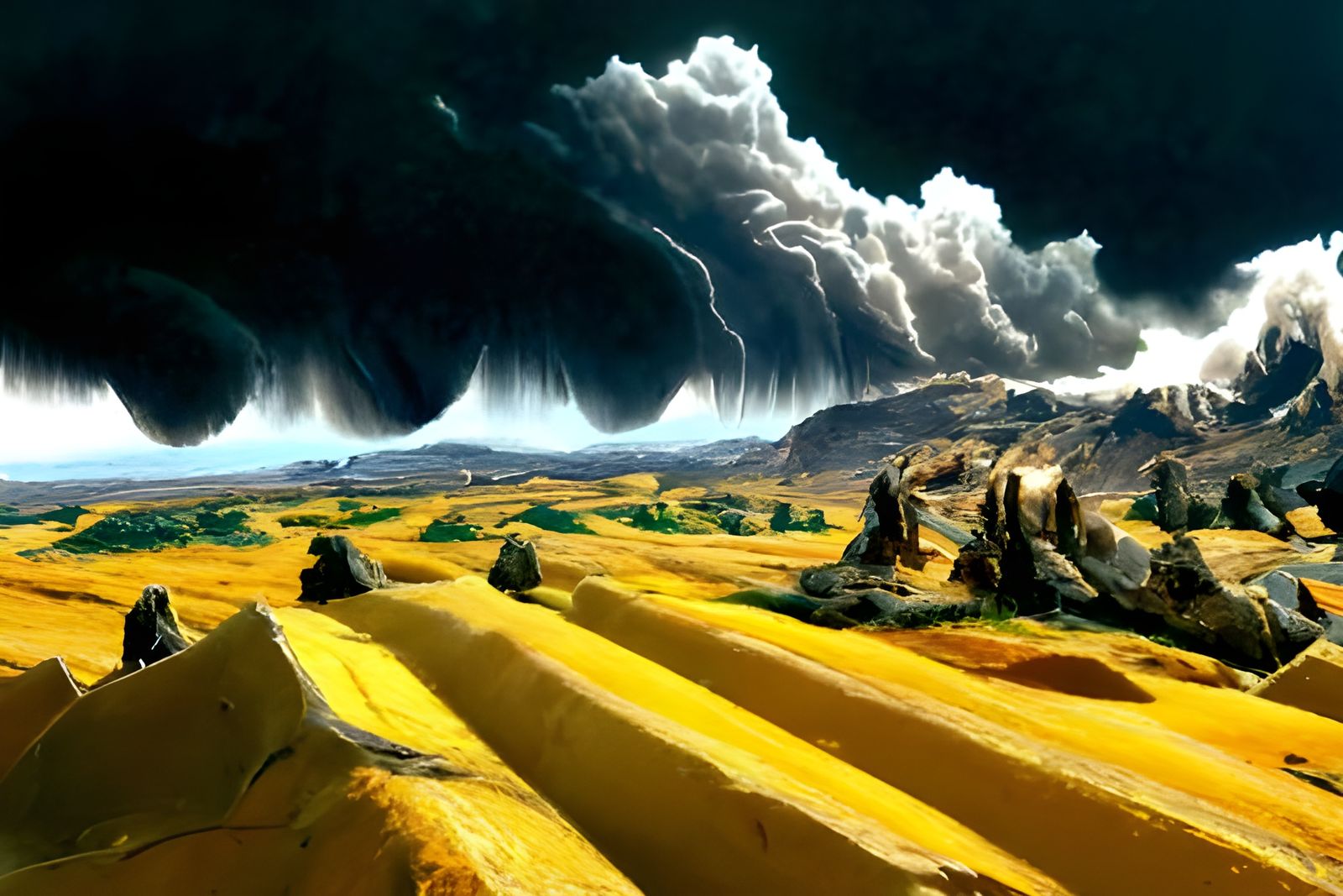 Epic Dust Storm Over Desert Valley Landscape