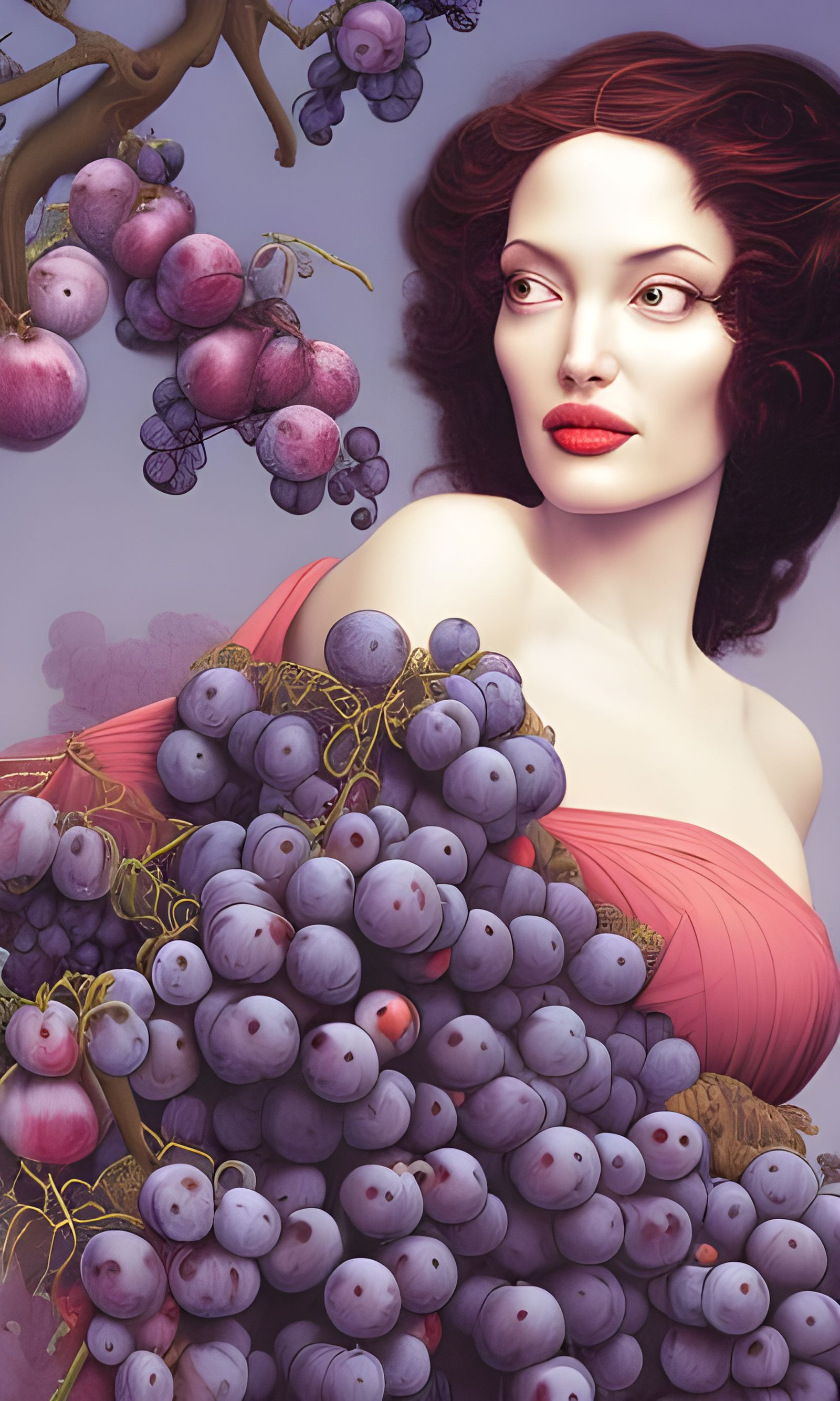 Classical Portrait: Woman with Grapes and Peaches