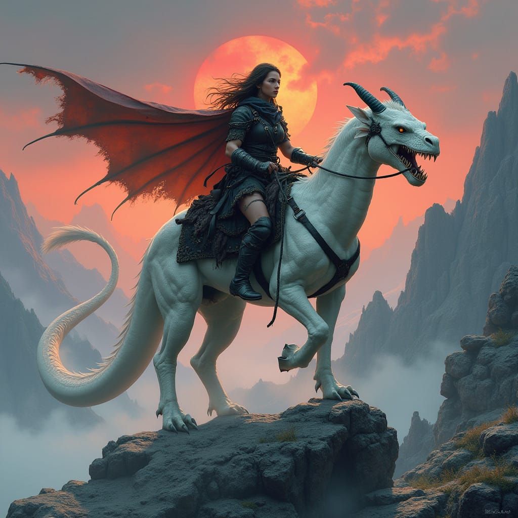 A determined female hobbit warrior, with black worn leather ...