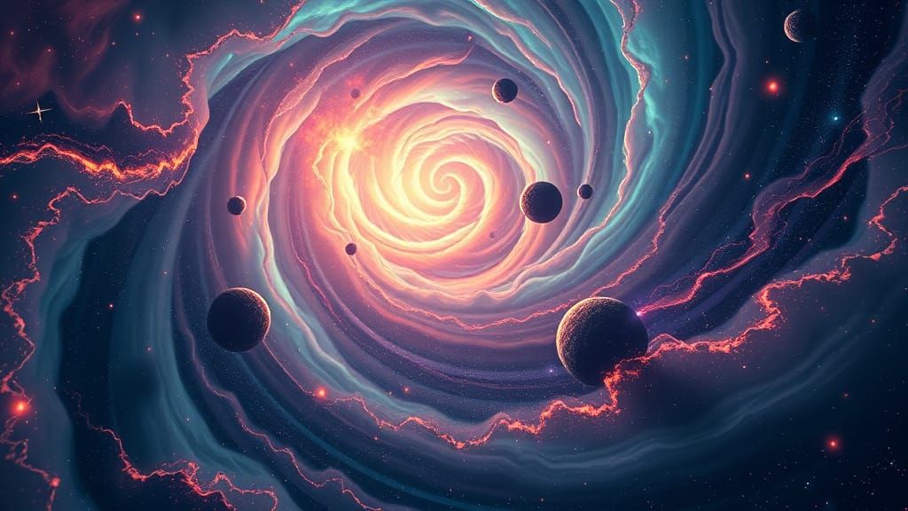 Celestial Vortex in Hyperspace, Glowing Nebulae and Iridesce...