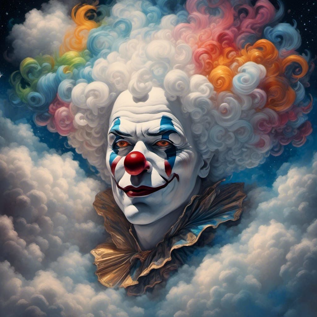 Wicked Clown Cloud in Starry Sky