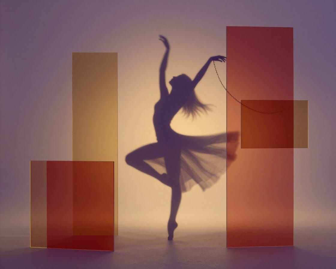 Mystical Shadow Dancer in Abstract Geometric Art