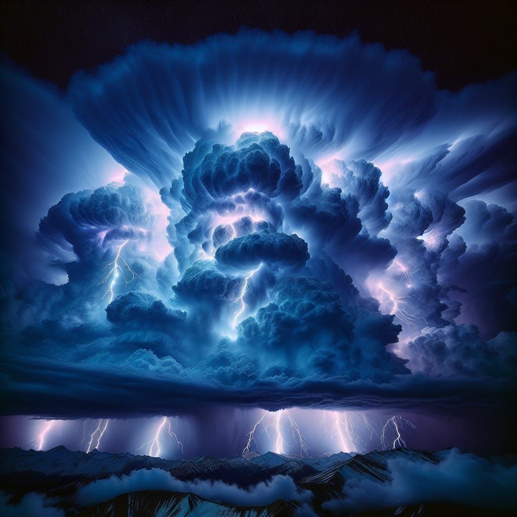 Dramatic Electric Storm with Towering Cumulus Clouds