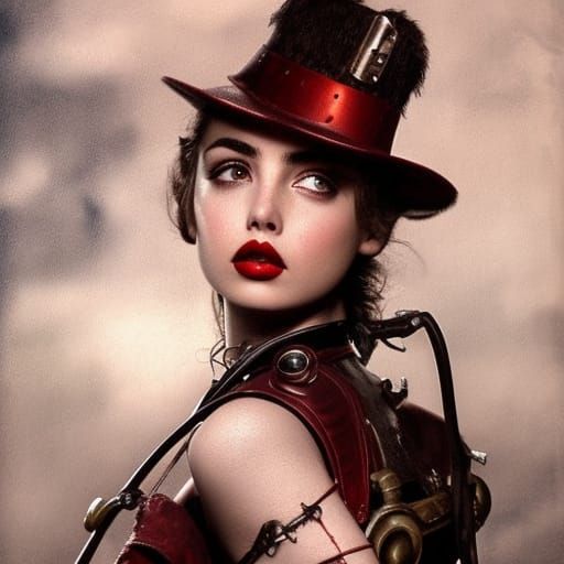 Ana de Armas Steampunk Portrait in Post-Apocalyptic Style