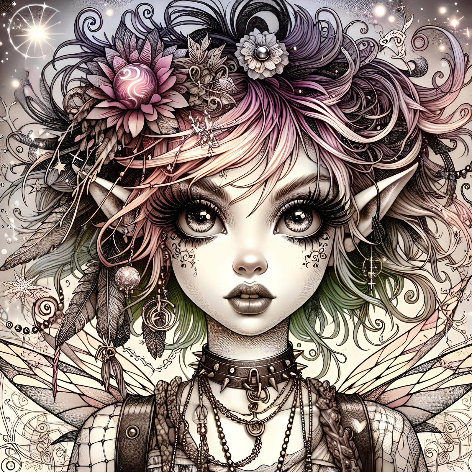 Whimsical Pixie Witch with Punky Boho Style