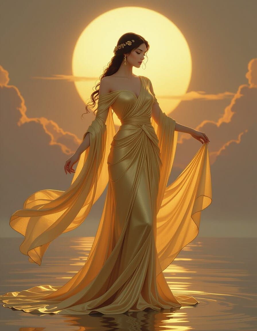 Ethereal Golden Figure in Dreamlike Concept Art