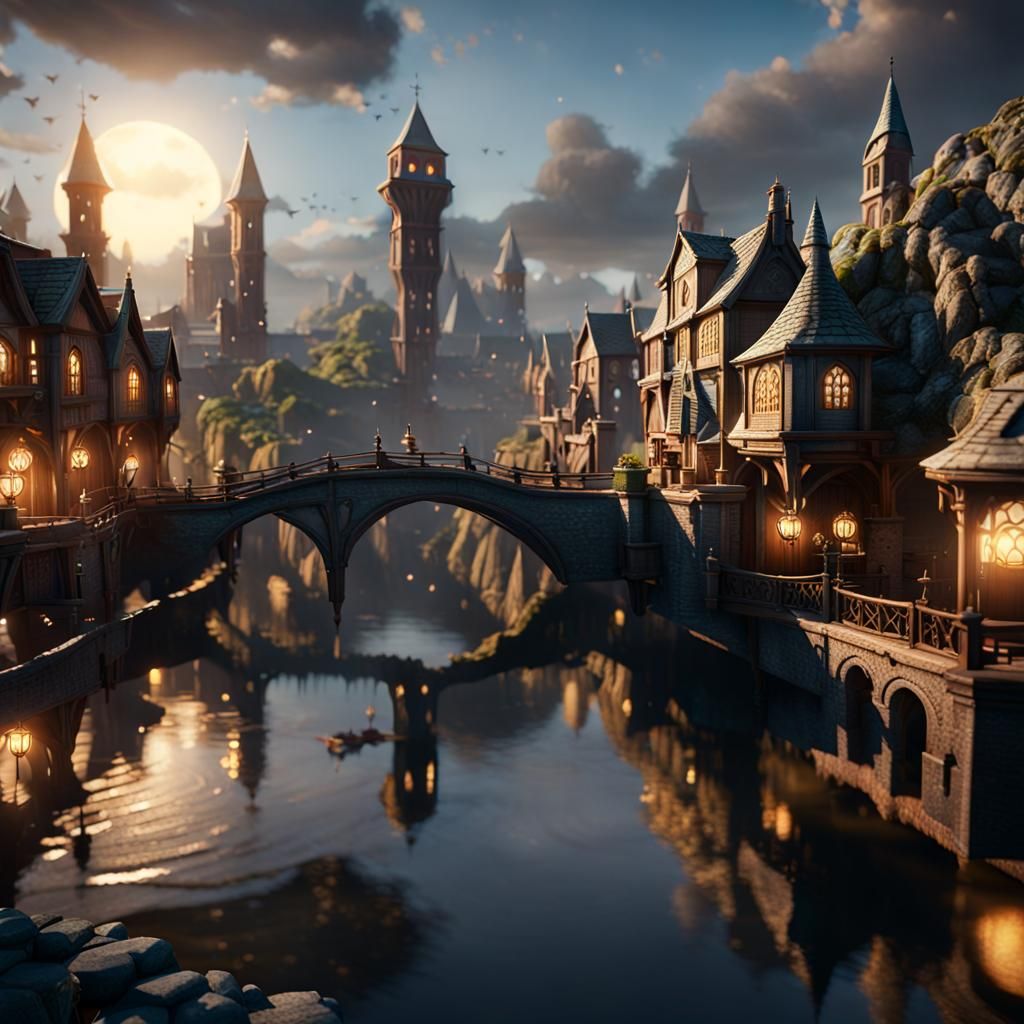 Detailed 3D Render of Ankh-Morpork City