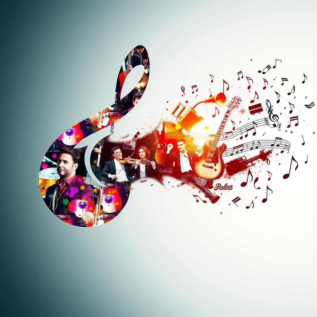 Vibrant Double Exposure Music Note Art