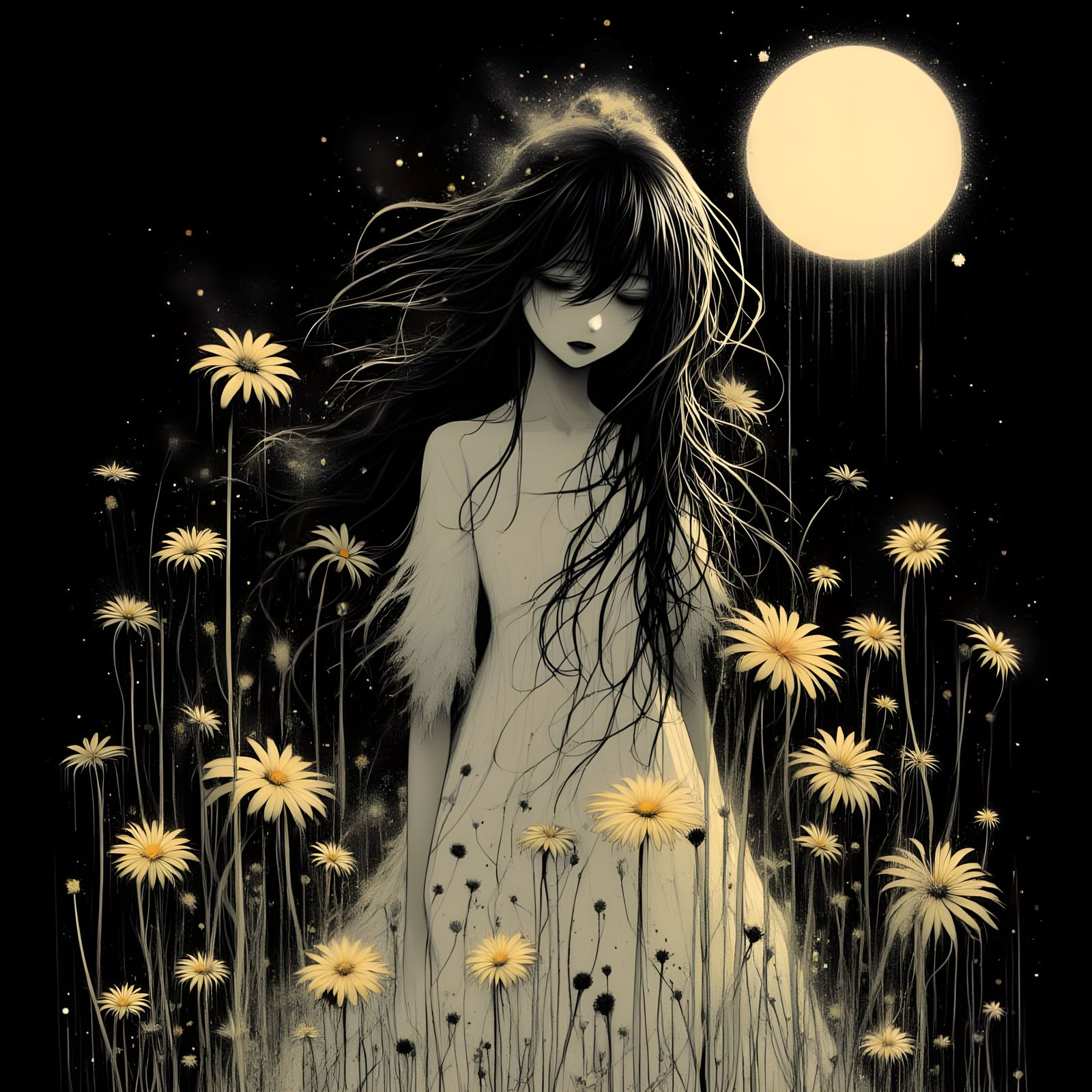 Ethereal African Woman in Smudged Oil Painting