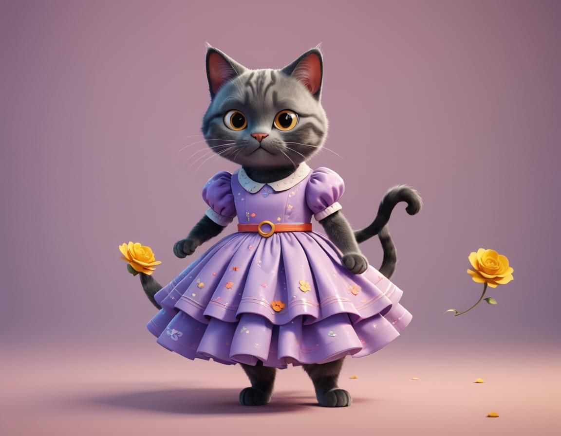 Cartoon Cat and Wife in Pixar-Style 3D Art