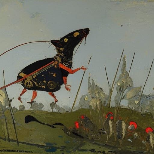 Robotized Rat in Clockpunk Dystopia: Folk Art Style