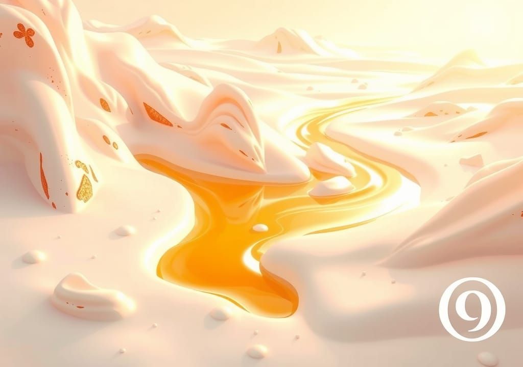 Honey River in Milky Landscape: Digital Illustration
