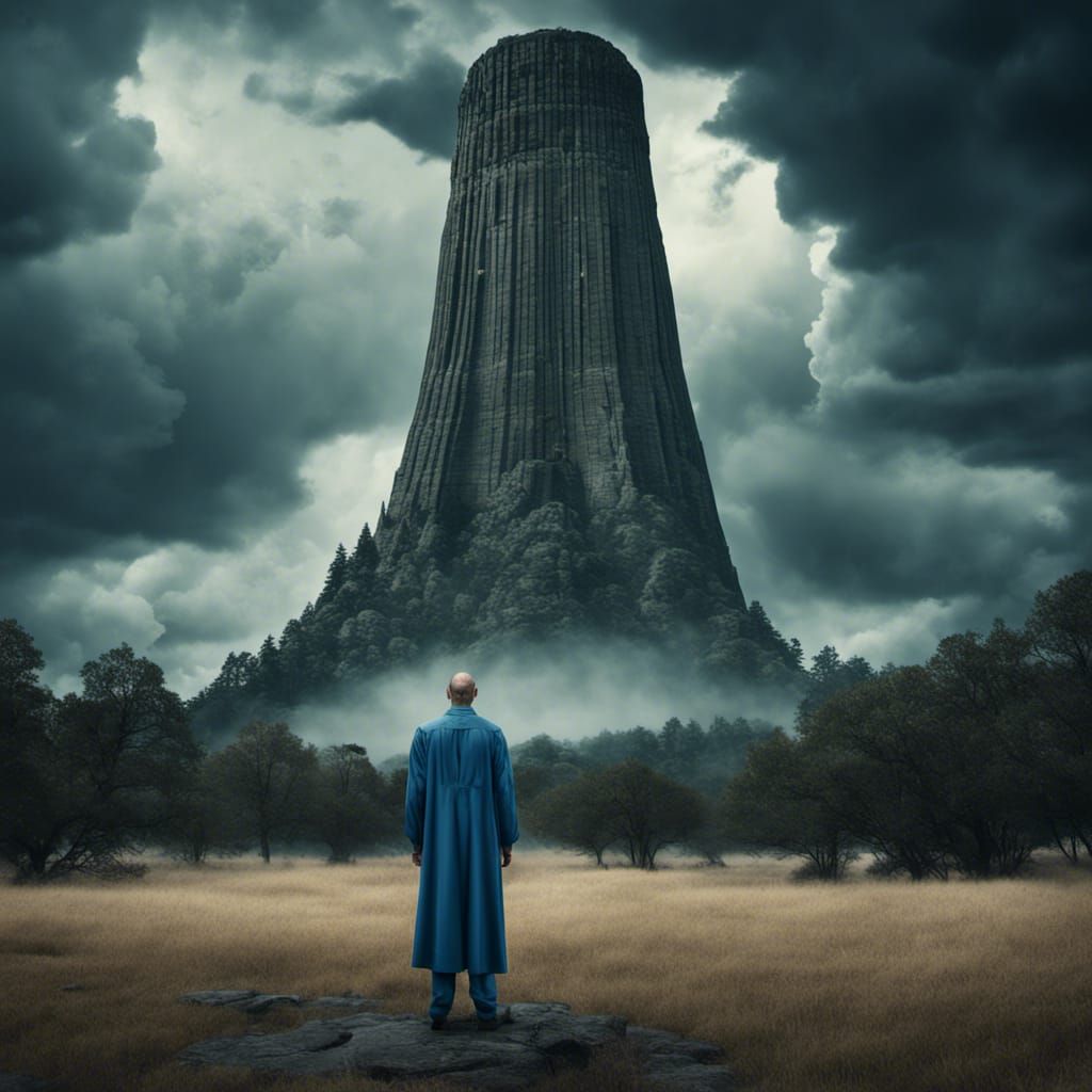 Imposing Man at Devil's Tower: Matte Painting